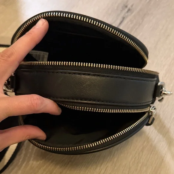 Marc Jacobs Black Circular Crossbody with Striped Strap - Picture 4 of 5